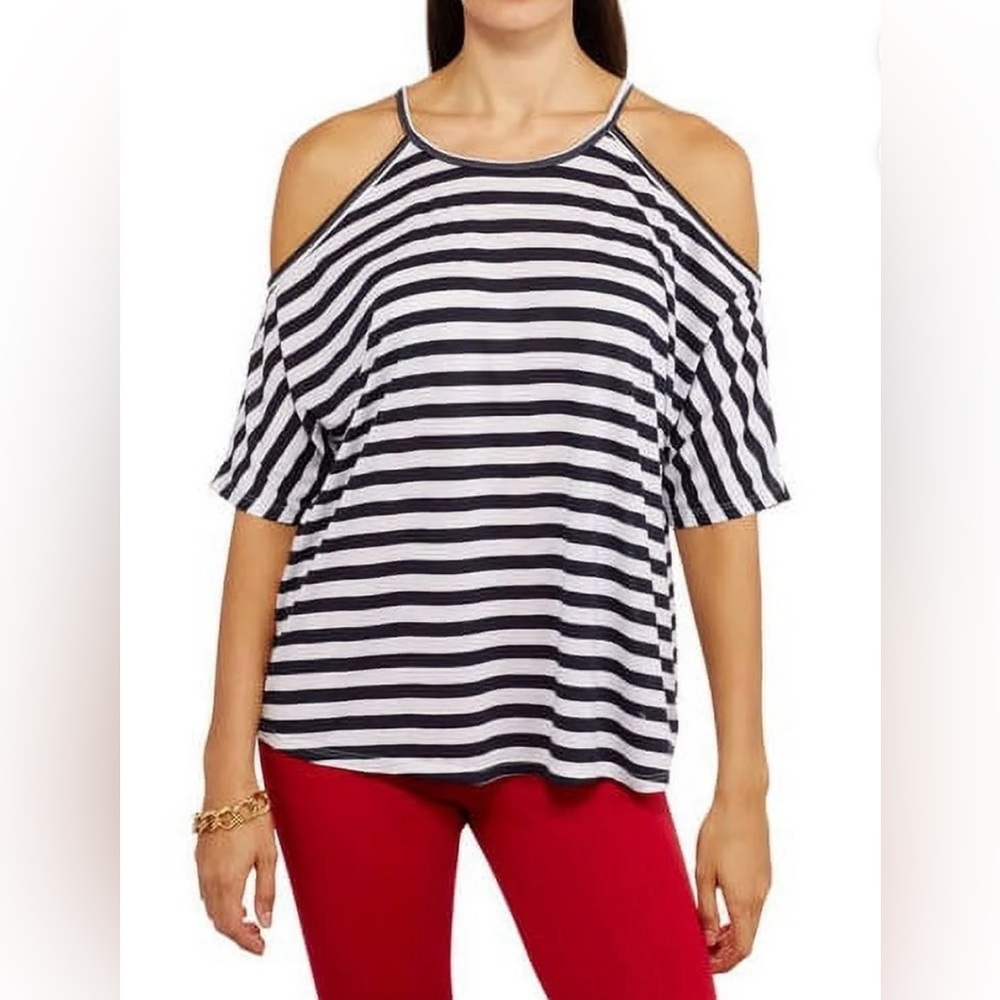 NWT - Striped Cold Shoulder Knit Top.